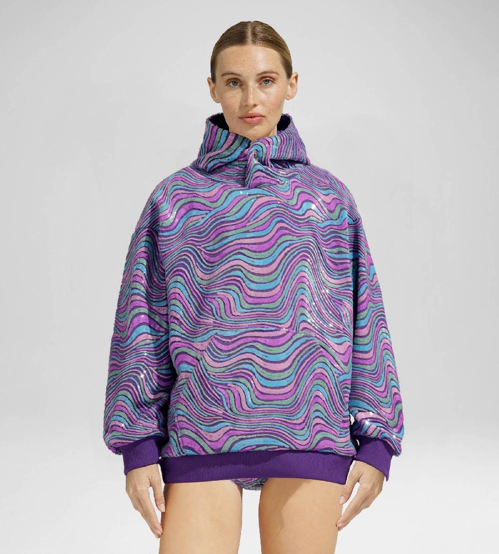 Khrisjoy WAVE PAILLETTES HOODIE MIX GRAPE Presa
