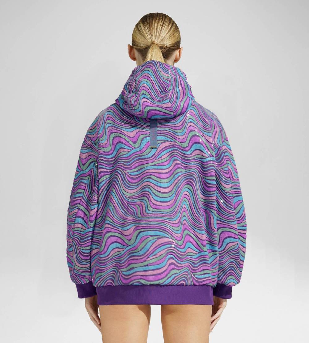 Khrisjoy WAVE PAILLETTES HOODIE MIX GRAPE Presa