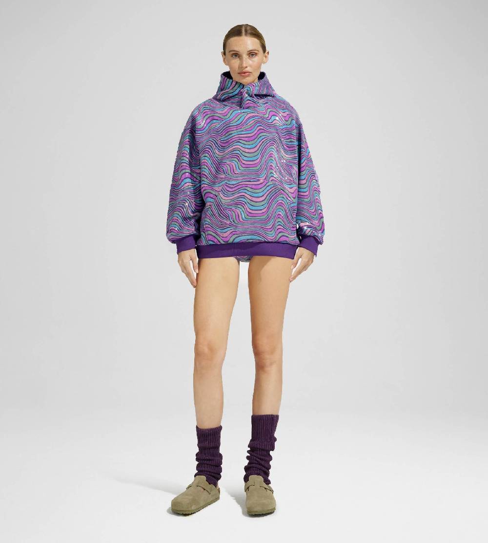 Khrisjoy WAVE PAILLETTES HOODIE MIX GRAPE Presa