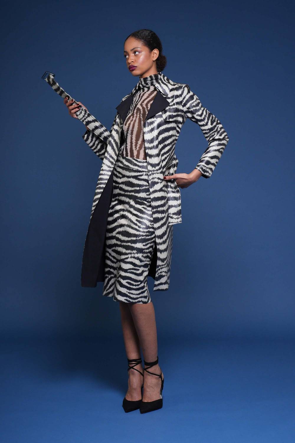 La Petite Robe Di Chiara Boni paduret printed faux-leather dustercoat Offerta speciale