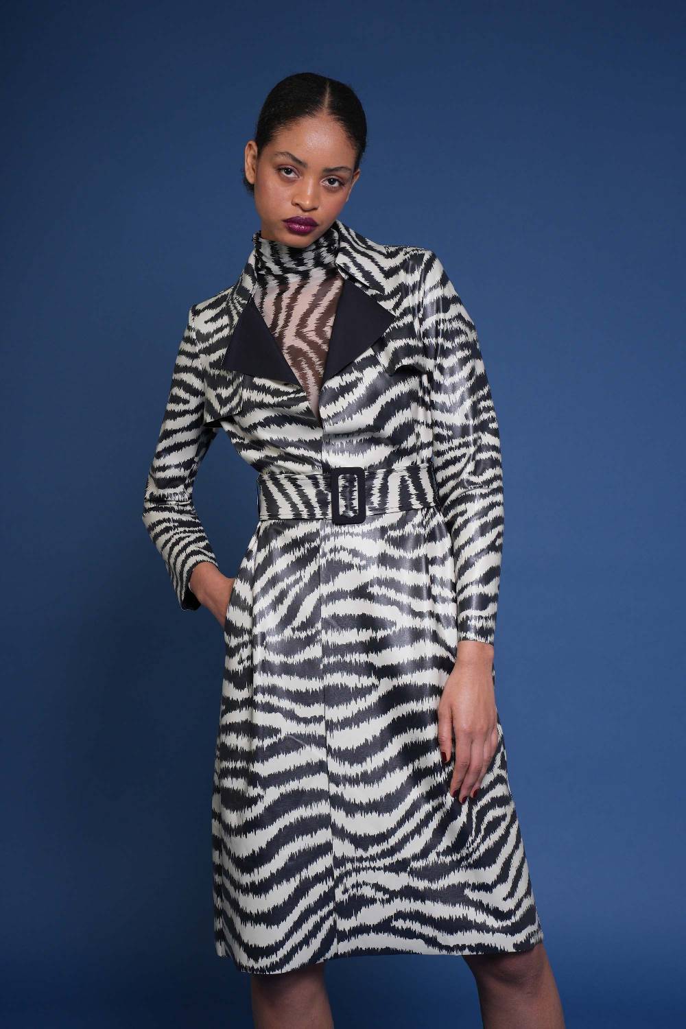 La Petite Robe Di Chiara Boni paduret printed faux-leather dustercoat Offerta speciale