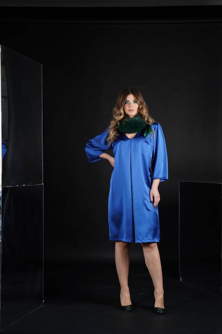 Oltre Tempo Abito midi scollo a V con pieghe davanti Shopping Online