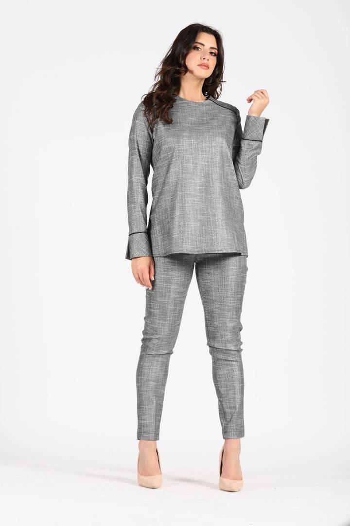 Oltre Tempo Pantalone capri con profili ai lati effetto lamè Italia