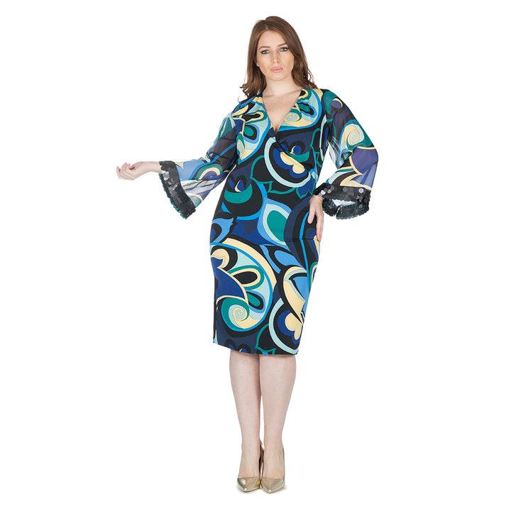Oltre Tempo Vestito midi in crepe incrocio con applicazioni Offerta