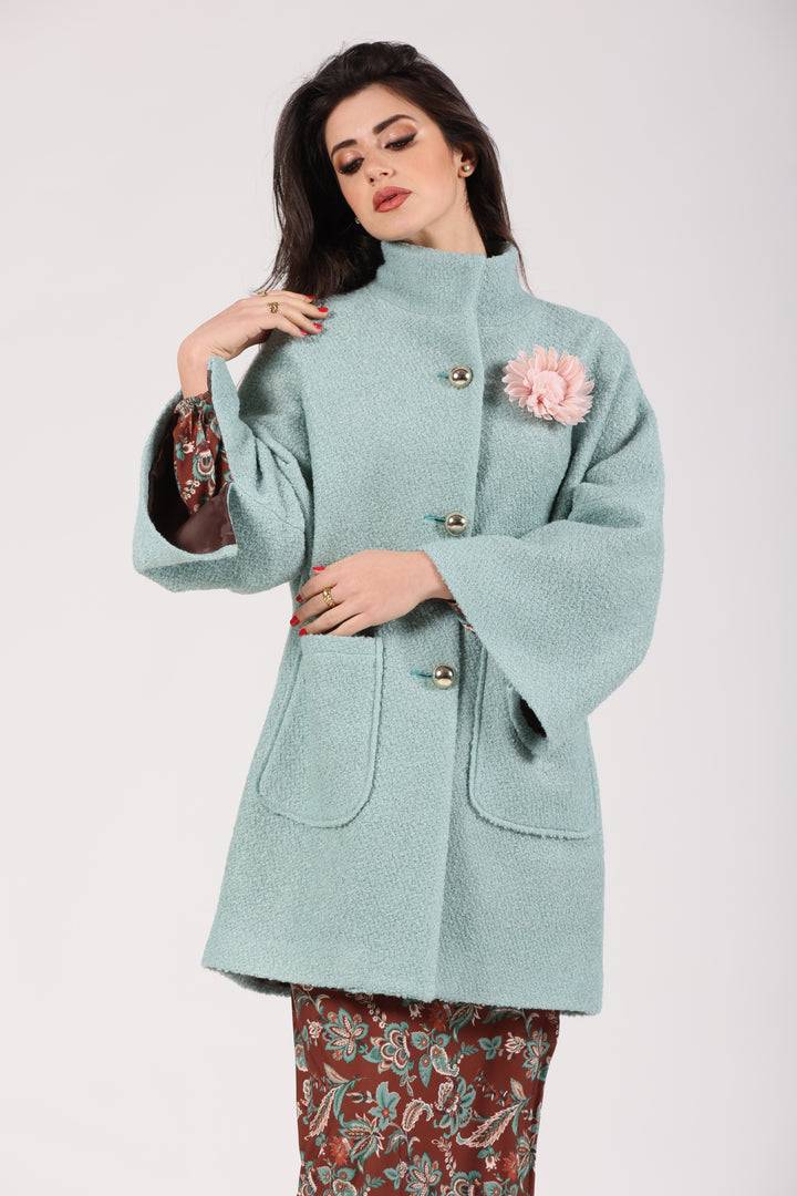 Oltre Tempo Cappotto in bouclè con tasconi e bottoni dorati Promozione Limitata