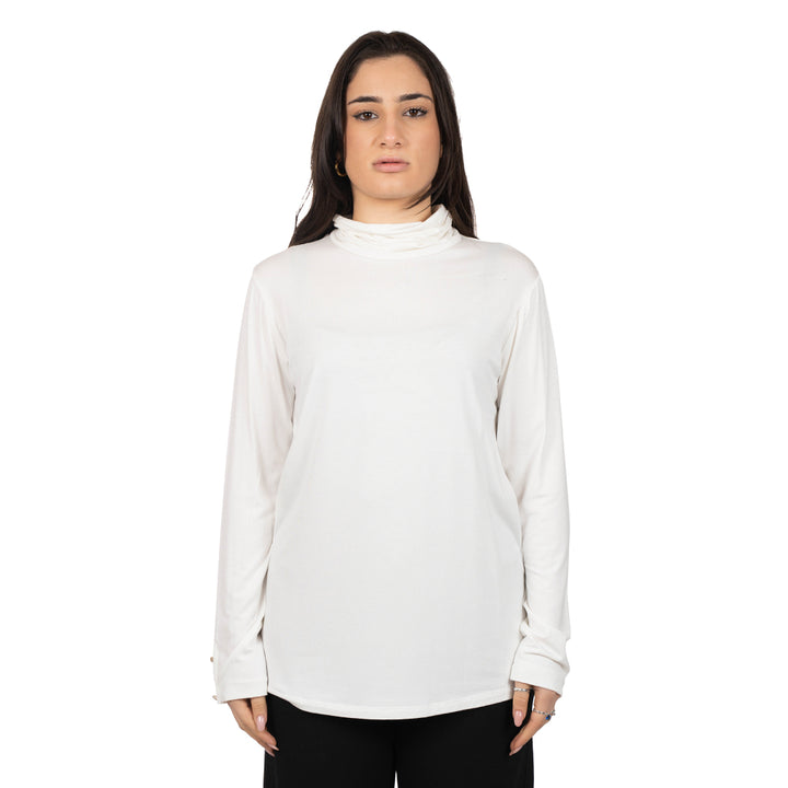 Oltre Tempo Maglia viscosa con collo anello e bottoncini su maniche Online
