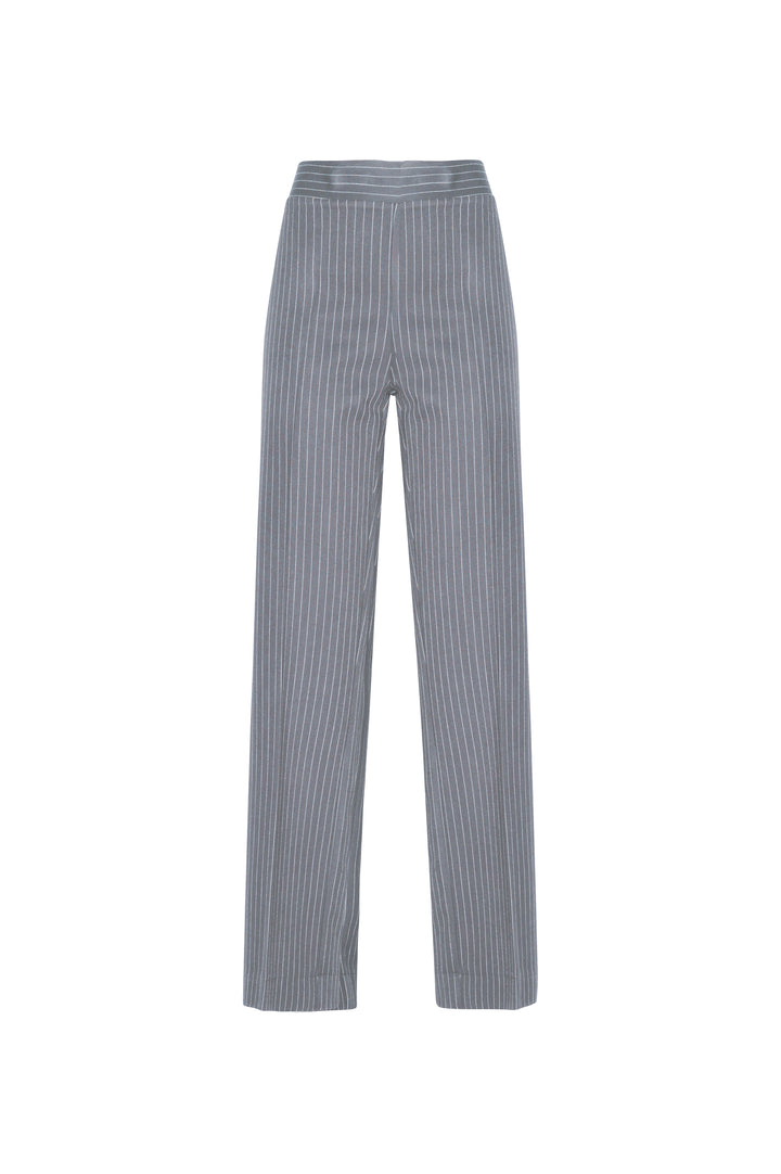 Oltre Tempo Pantalone manolana gessato con elastico in vita Consegna Veloce