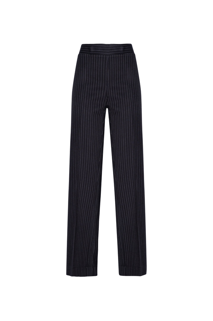 Oltre Tempo Pantalone manolana gessato con elastico in vita Consegna Veloce