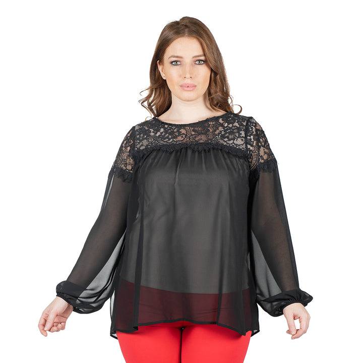Oltre Tempo Casacca georgette chiffon con pizzo Presa