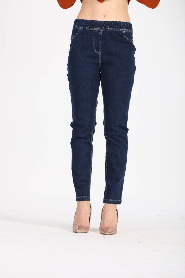 Oltre Tempo Jeans con elastico e tasche al sul dietro Negozi Online