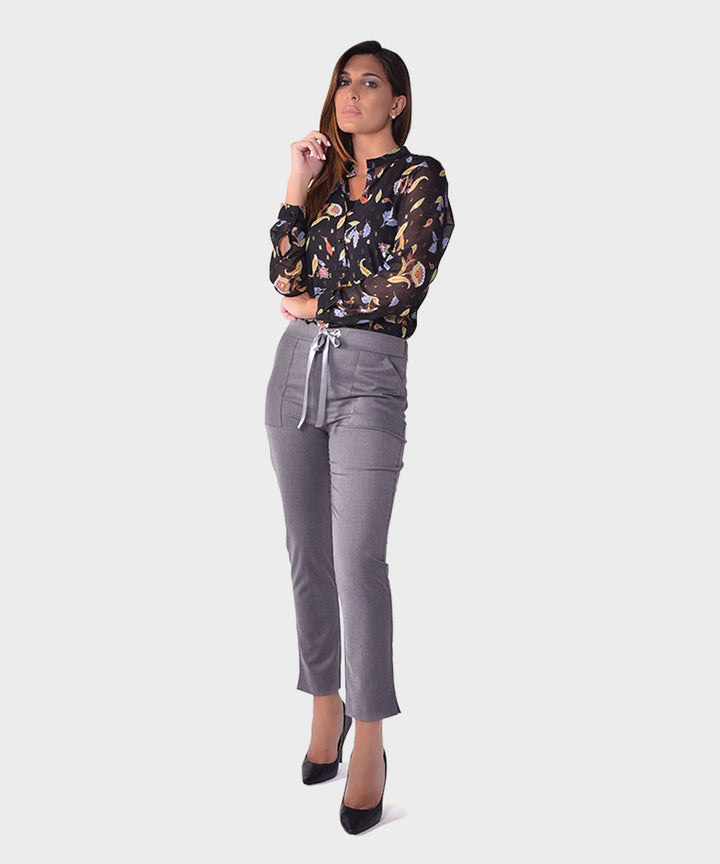 Oltre Tempo Pantalone con occhielli strass e laccio raso Prezzo Ridotto