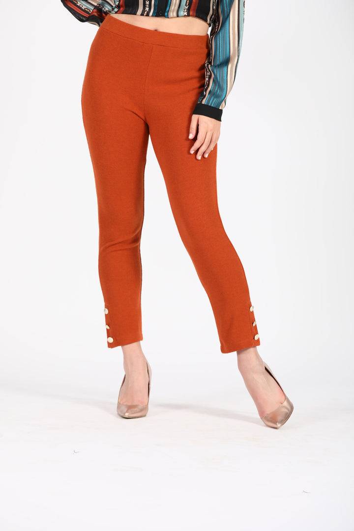 Oltre Tempo Pantalone capri mano lana con bottoncini al fondo Vendita Economica
