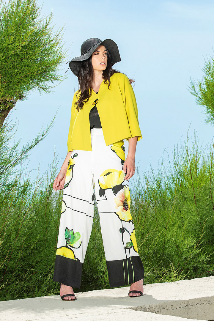 Oltre Tempo Pantalone ampio yellow flowers