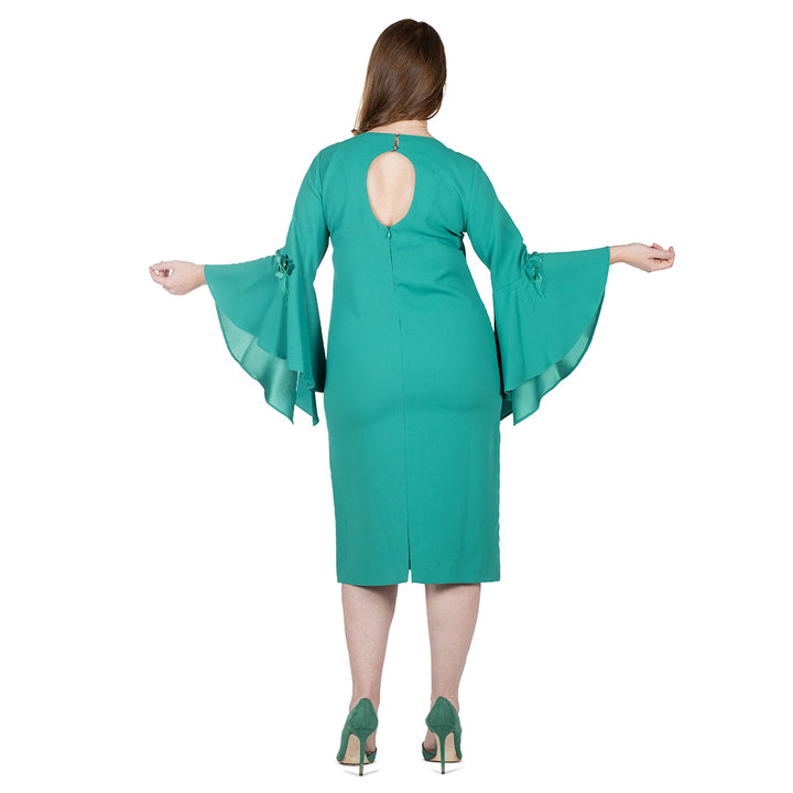 Oltre Tempo Vestito midi in cadì unito ed applicazioni senza maniche Comprare a buon mercato