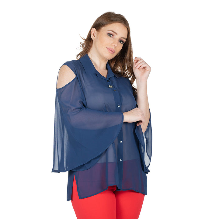 Oltre Tempo Camicia in georgette chiffon con maniche ampie Grande vendita