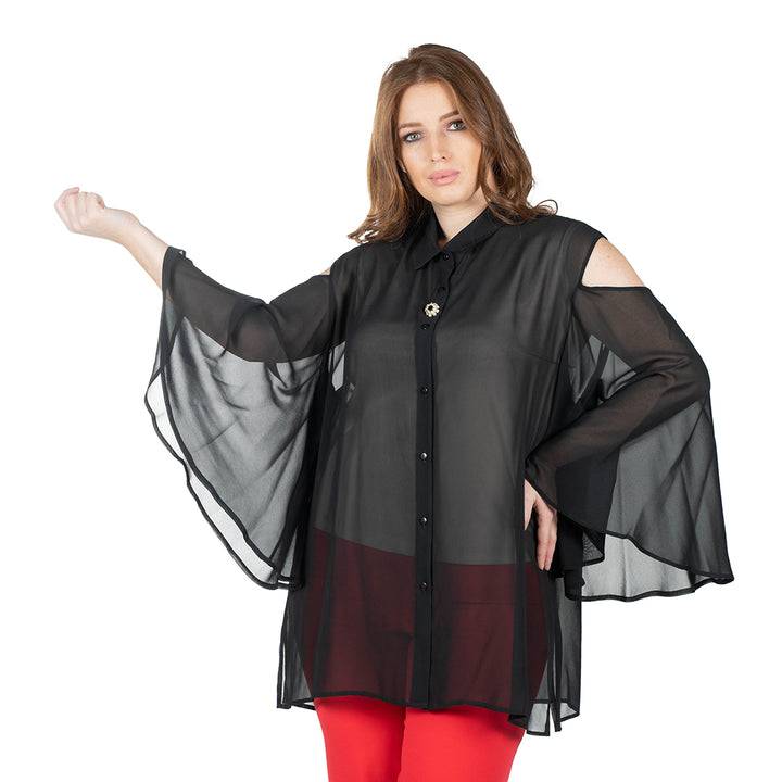 Oltre Tempo Camicia in georgette chiffon con maniche ampie Grande vendita