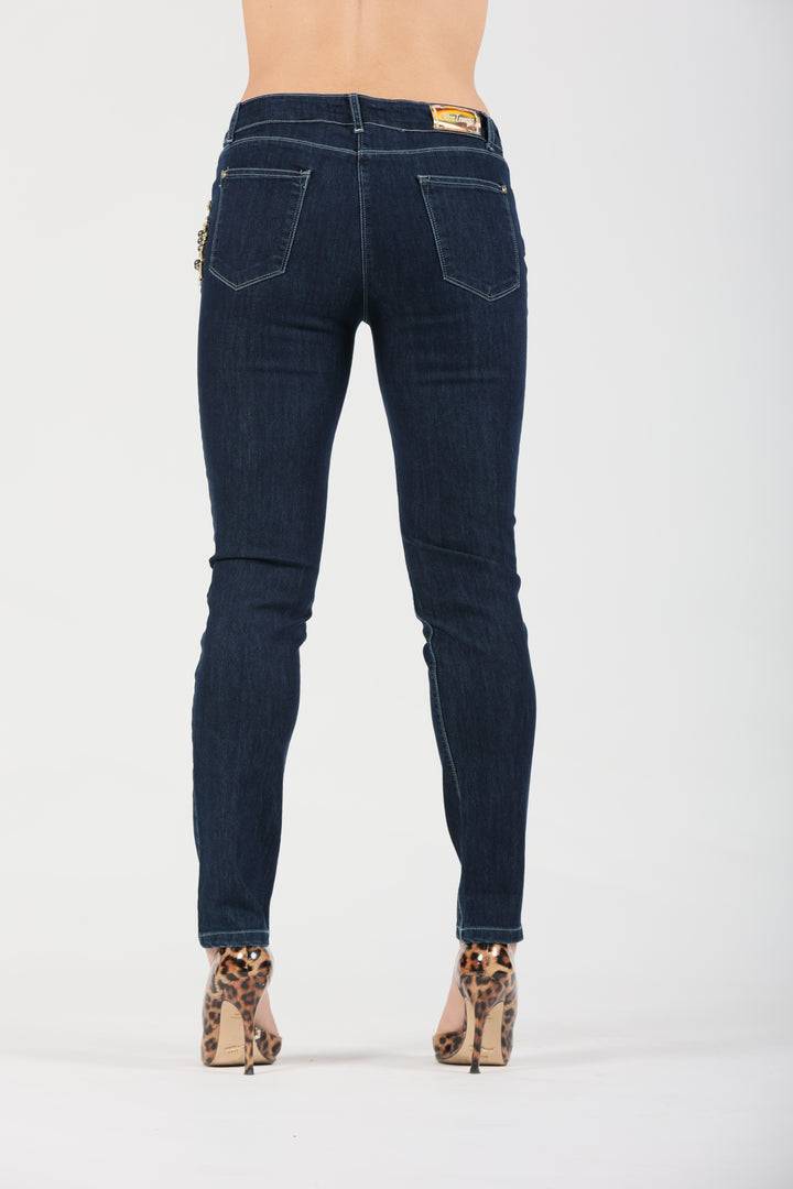 Oltre Tempo Jeans cinque tasche con applicazione Cyber Monday