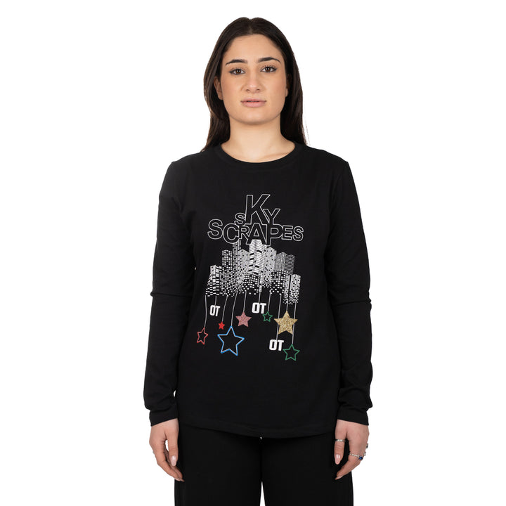 Oltre Tempo Maglia in cotone con stampa Smaltimento dello stoccaggio