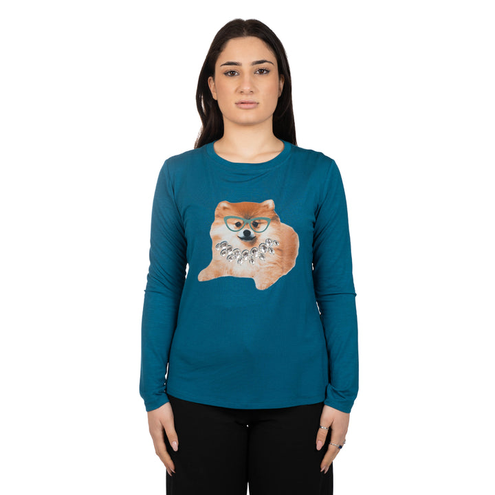 Oltre Tempo Maglia in viscosa con stampa Offerta migliore