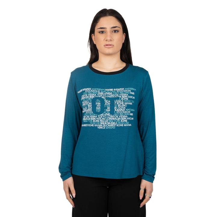 Oltre Tempo Maglia in viscosa con scritte Online Outlet