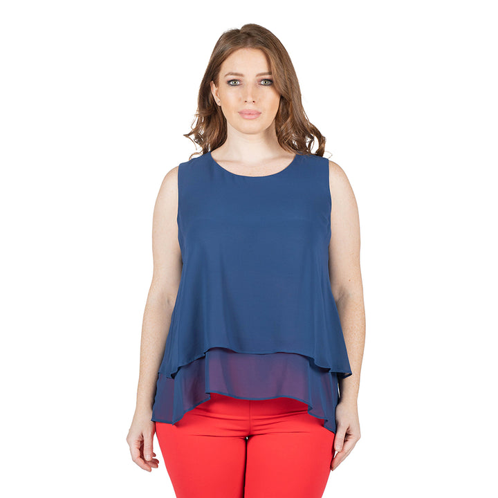 Oltre Tempo Top georgette chiffon con balza Offerta temporanea
