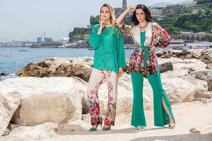 Oltre Tempo Spolverino lungo fantasia flowers