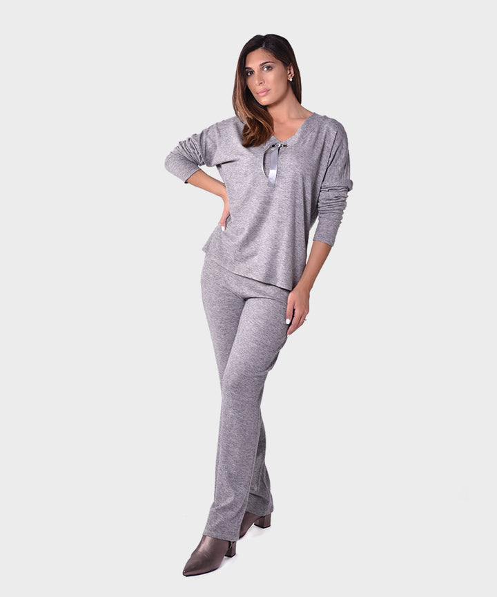 Oltre Tempo Maglia scollo V con occhielli strass