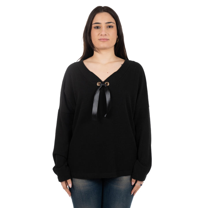 Oltre Tempo Maglia scollo V con occhielli strass Offerta speciale della fabbrica