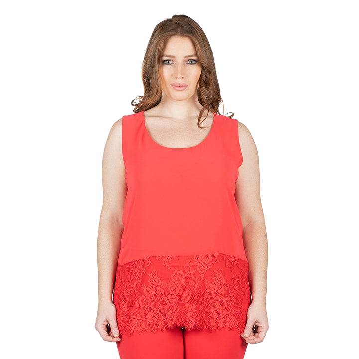 Oltre Tempo Top con pizzo al fondo Trasporto libero internazionale