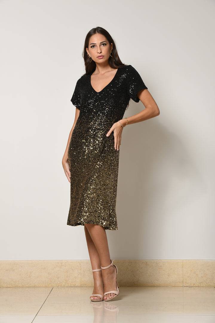 Oltre Tempo Vestito in pailettes scollo a V