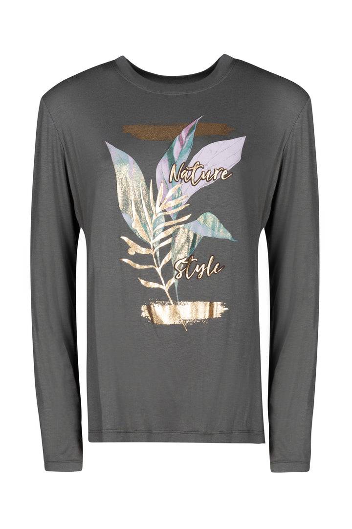 Oltre Tempo T-shirt girocollo manica lunga in viscosa Prezzo Ridotto