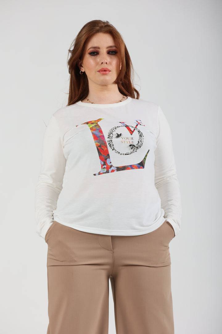 Oltre Tempo T-shirt in viscosa con stampa Sottocosto