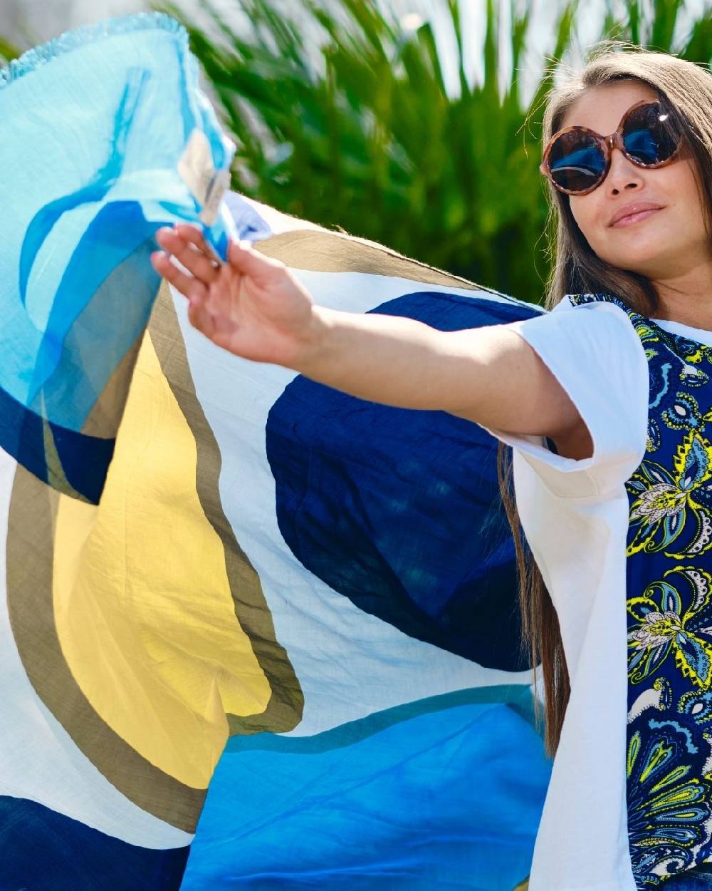 Ordi.to Accessori ORTENSIA AZZURRA - SCIARPA IN SETA/ COTONE Convenienza