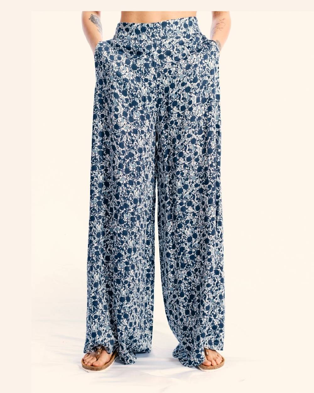 Ordi.to Accessori PANTALONE MATILDE - STAMPA AZALEA BLU Vendita Calda