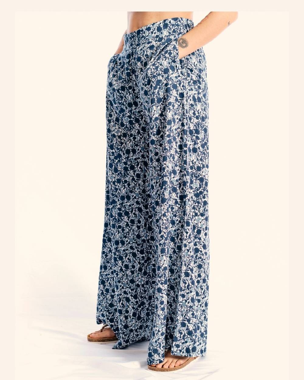 Ordi.to Accessori PANTALONE MATILDE - STAMPA AZALEA BLU Vendita Calda