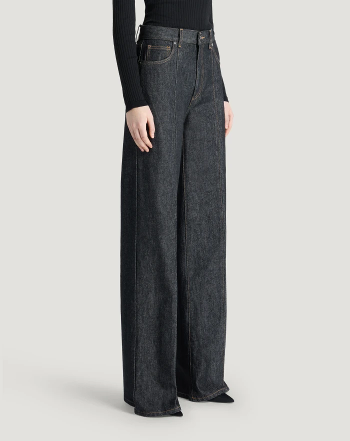 Pantaloni Torino Jeans Cyndi in black denim Nuovo