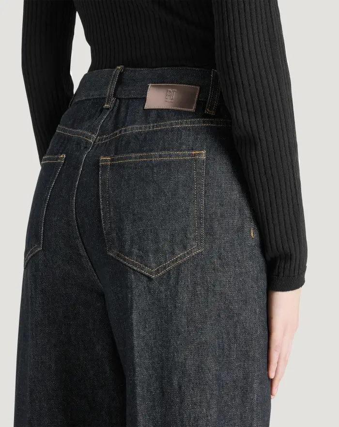 Pantaloni Torino Jeans Cyndi in black denim Nuovo