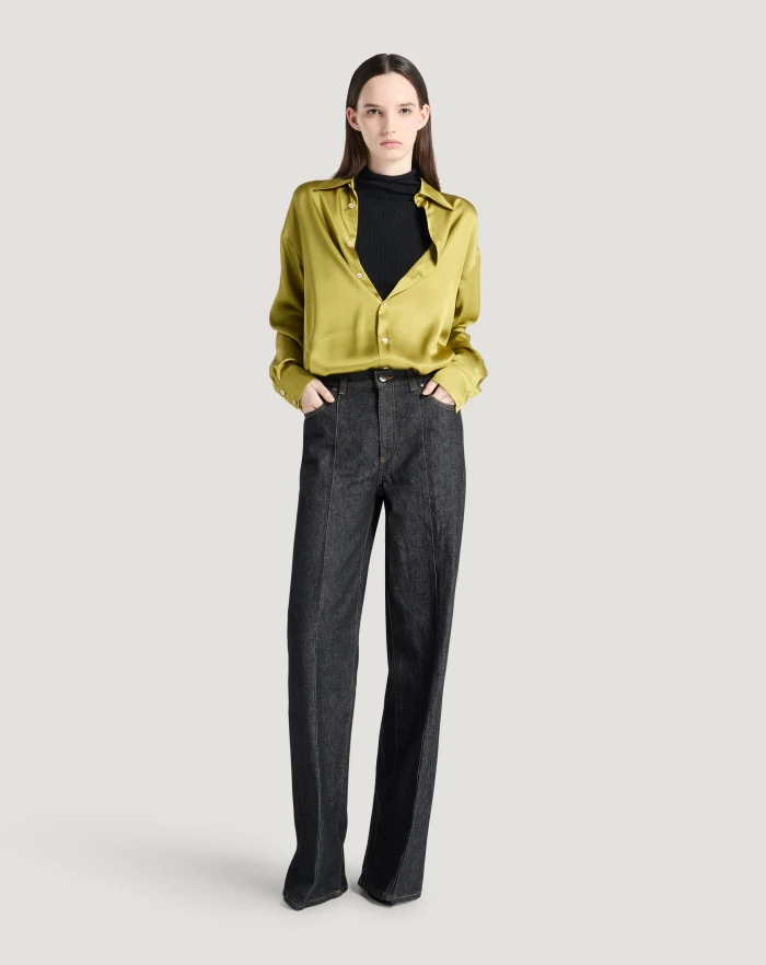 Pantaloni Torino Jeans Cyndi in black denim Nuovo
