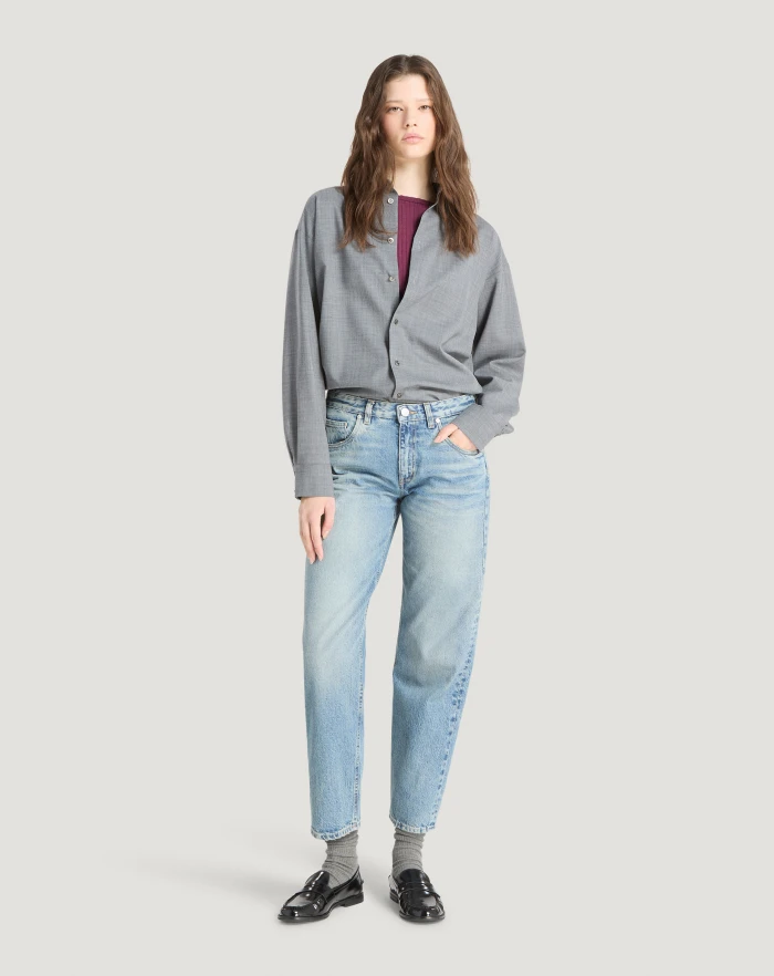 Pantaloni Torino Jeans Tina in denim indigo di cotone Vendita