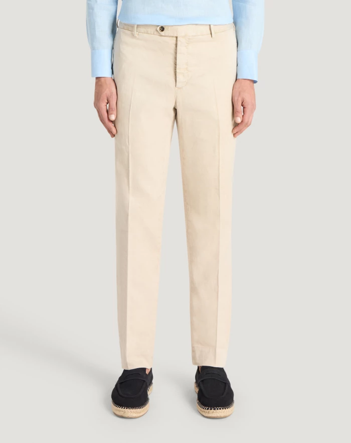 Pantaloni Torino Pantaloni Slim in lino stretch délavé Vendita
