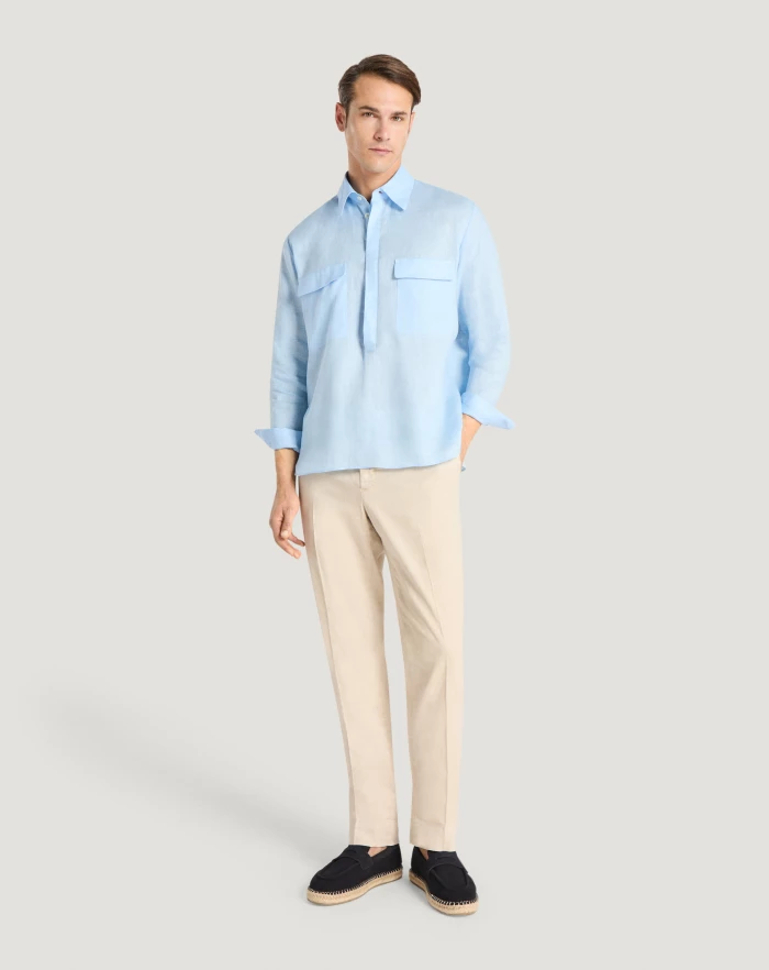 Pantaloni Torino Pantaloni Slim in lino stretch délavé Vendita