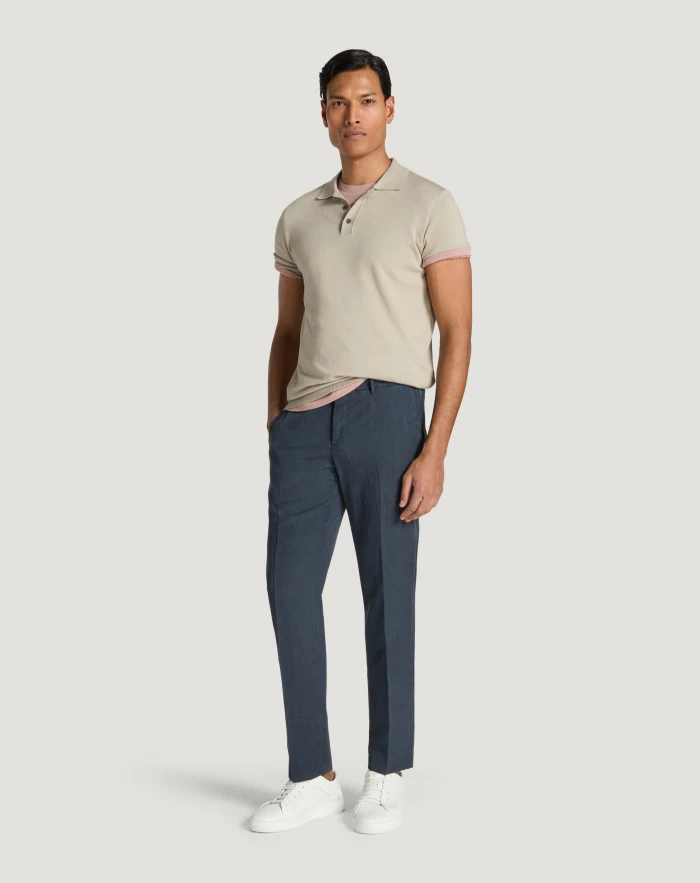 Pantaloni Torino Pantaloni Slim in cotone e lino batavia Affare Del Giorno
