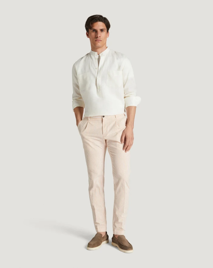 Pantaloni Torino Pantaloni Slim in cotone seersucker a righe Acquista Ora