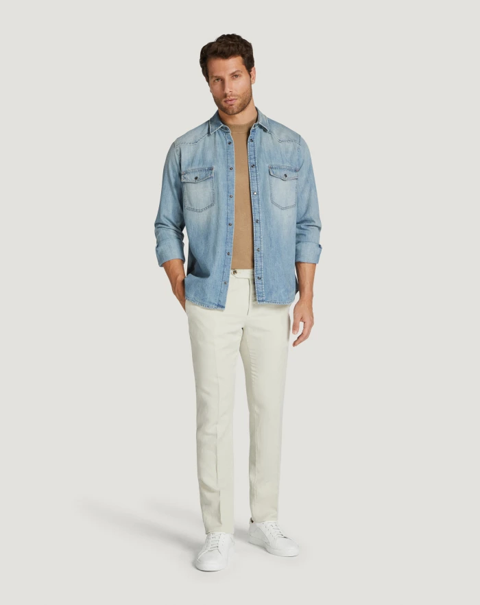 Pantaloni Torino Pantaloni Slim in cotone e lino batavia Fino Al -60%