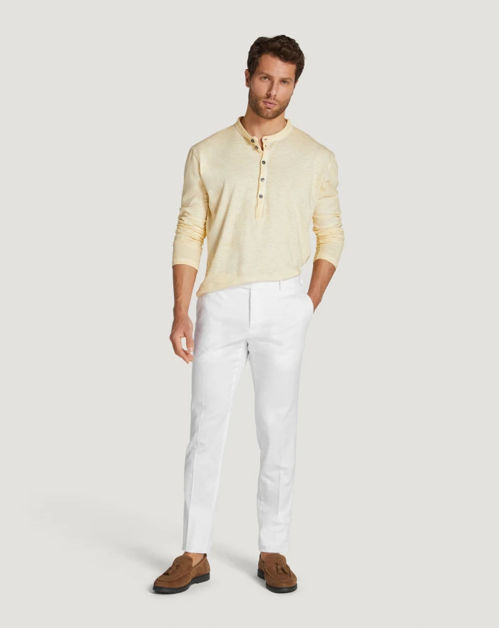 Pantaloni Torino Pantaloni Slim in lino stretch délavé Sottocosto