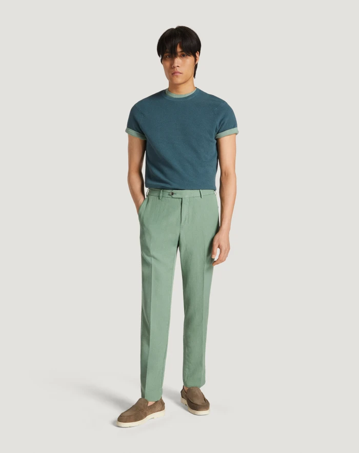 Pantaloni Torino Pantaloni Slim in cotone e lino batavia Saldi