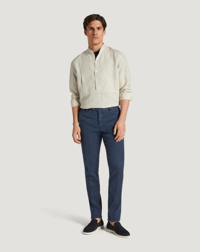 Pantaloni Torino Pantaloni Slim in lino stretch délavé Offerta natalizia