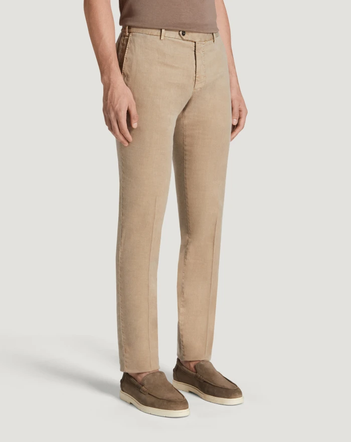 Pantaloni Torino Pantaloni Slim in lino stretch délavé Offerta San Valentino