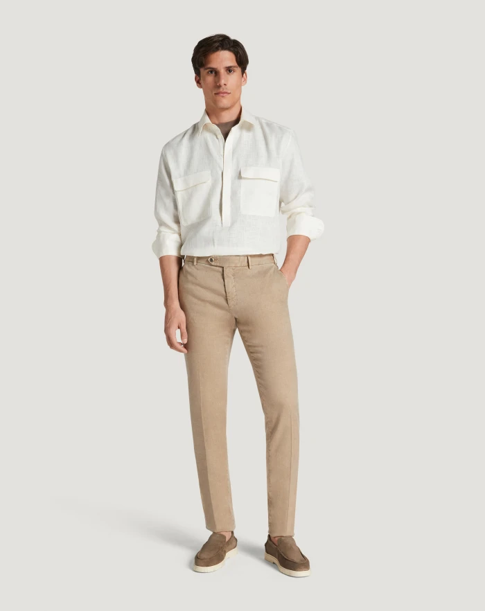 Pantaloni Torino Pantaloni Slim in lino stretch délavé Offerta San Valentino