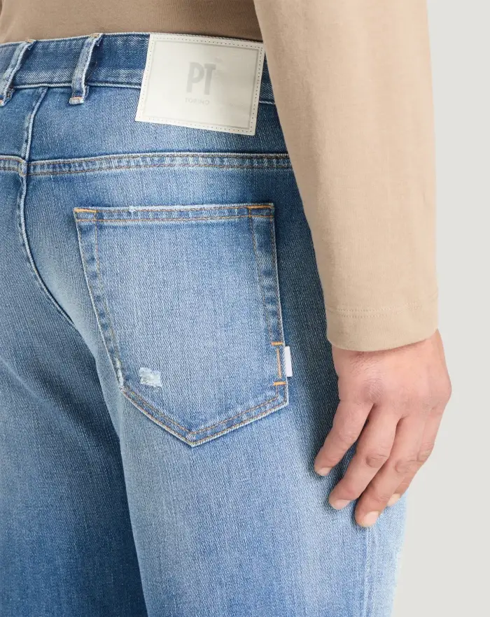 Pantaloni Torino Jeans Reggae in denim stretch indigo Enormi sconti